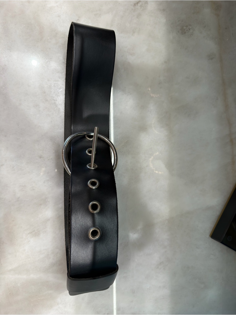 Banana Republic Black Wide Belt with Silver Double-Ring Buckle